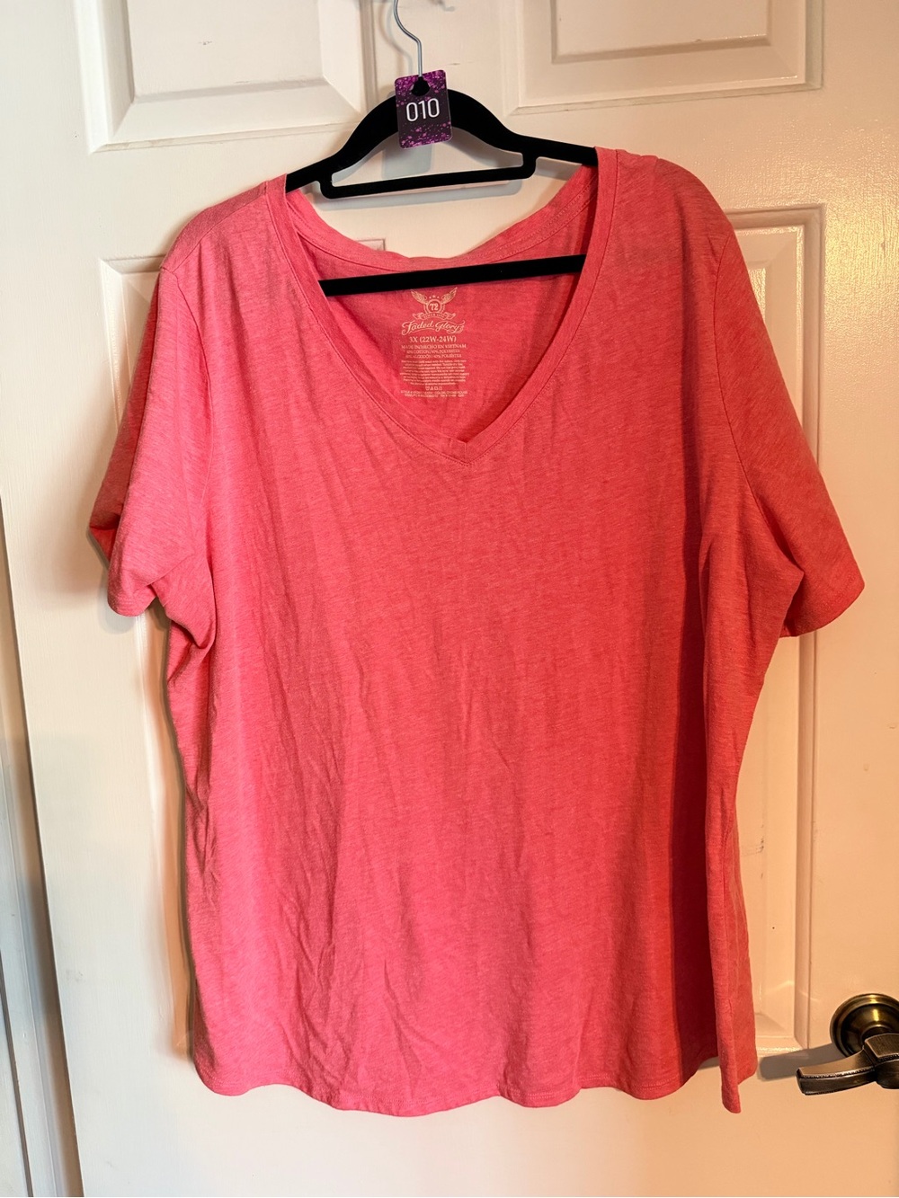 Faded Glory Coral Pink V-Neck Short Sleeve Tee